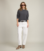 Polerón Tejido Mujer 100% algodón Rayado Navy