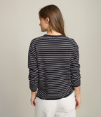 Polerón Tejido Mujer 100% algodón Rayado Navy