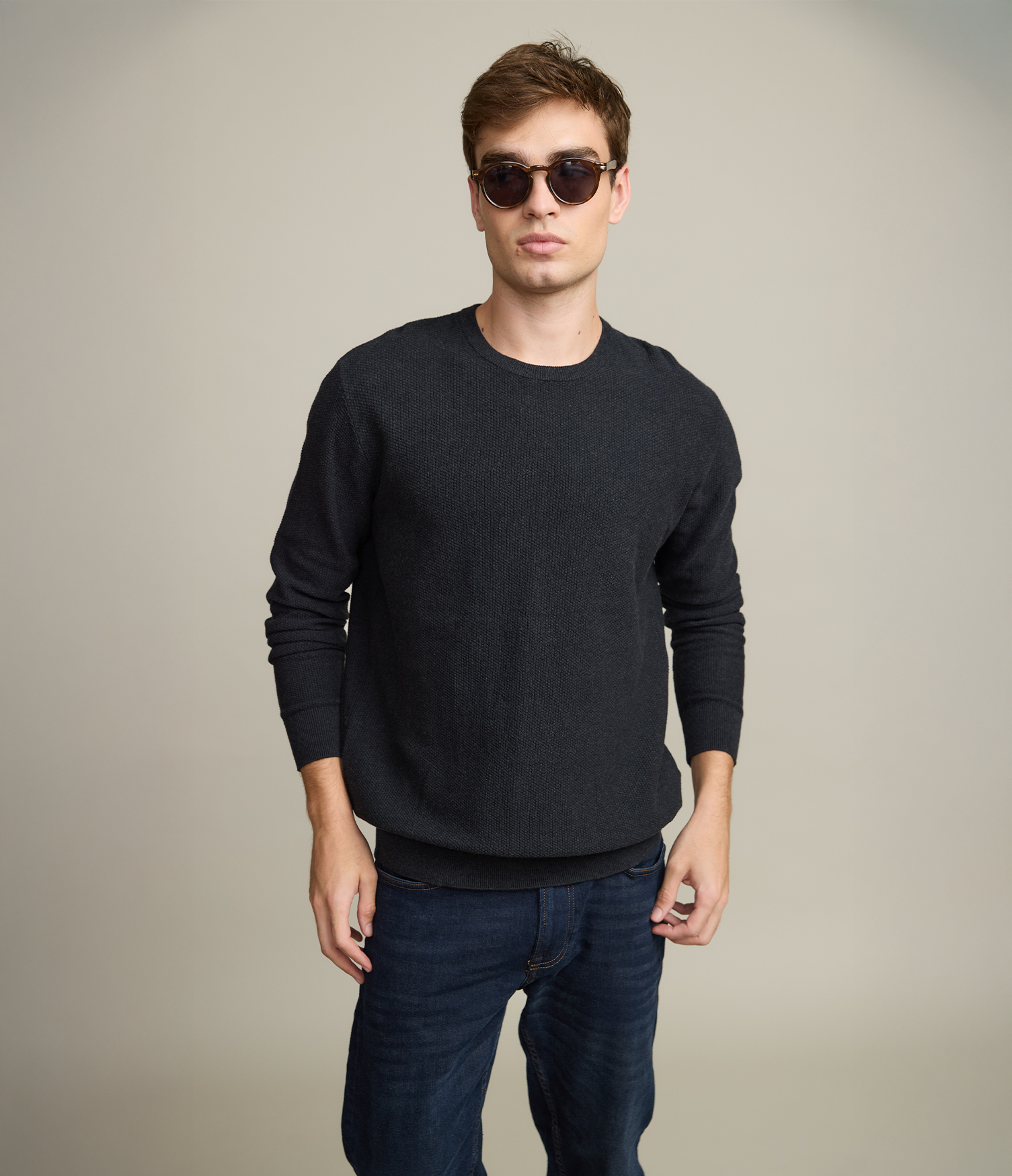 Sweater Hombre 100% Algodón Acra Gris Marengo