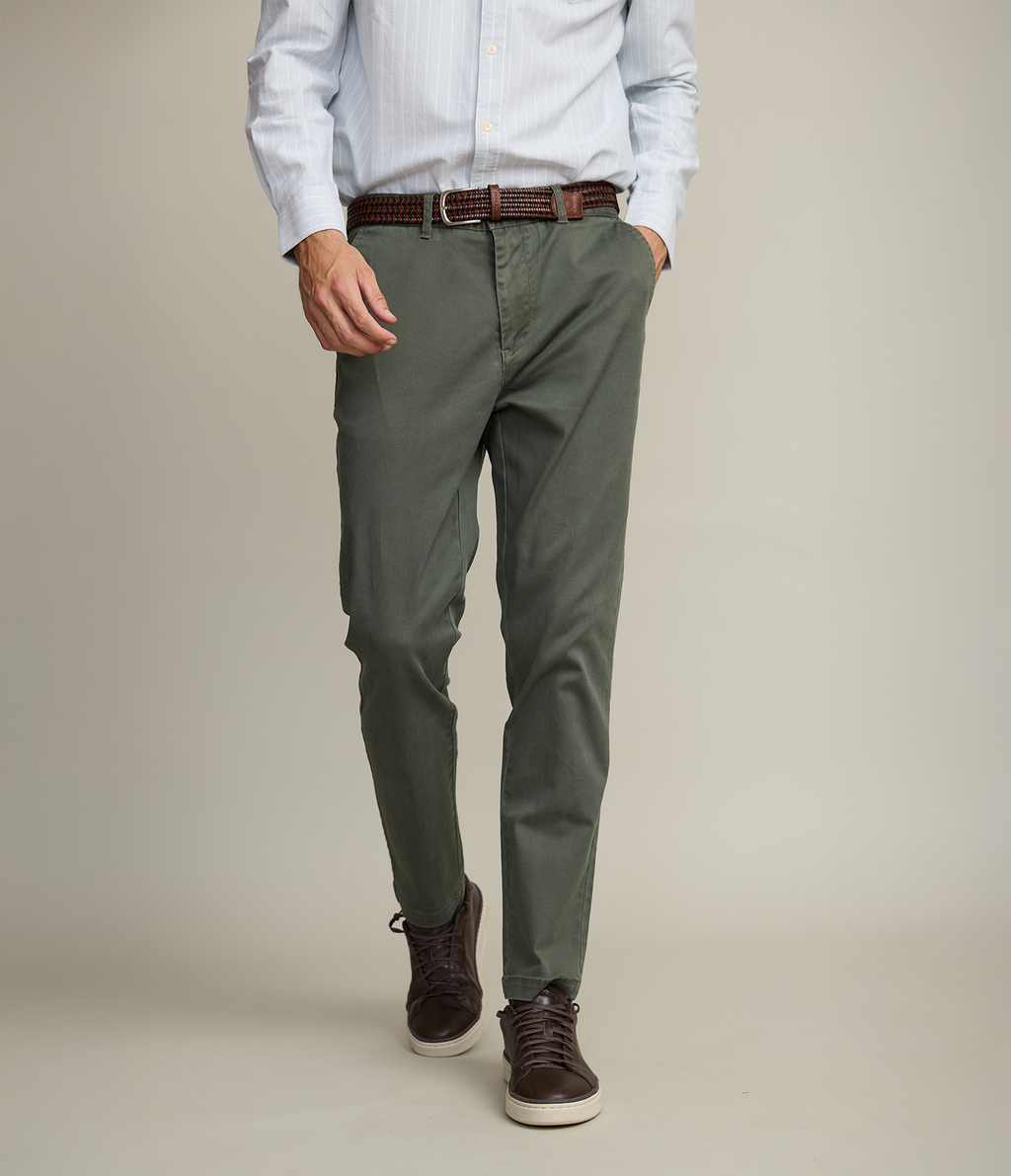 Pantalón Hombre Algodón Lyocell Chino Verde