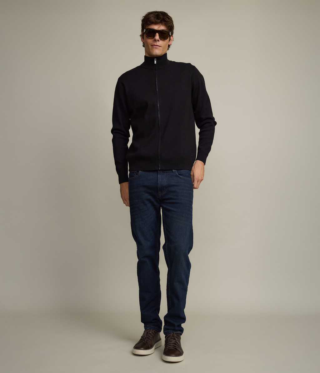 Sweater Hombre Tokio Full Zipper Negro