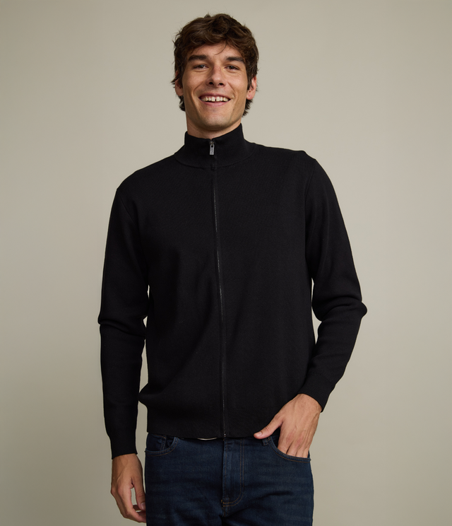 Sweater Hombre Tokio Full Zipper Negro