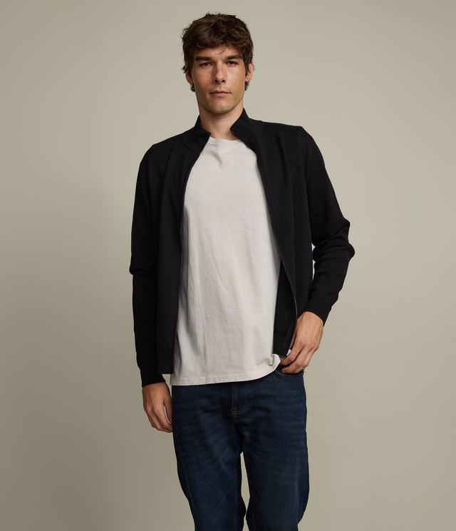 Sweater Hombre Tokio Full Zipper Negro