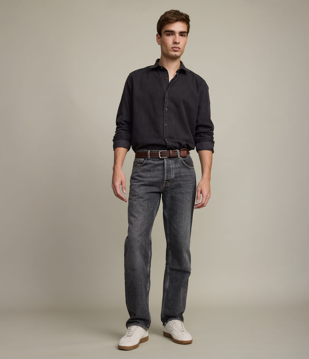 Camisa Hombre Denim Manga Larga Colt Negro