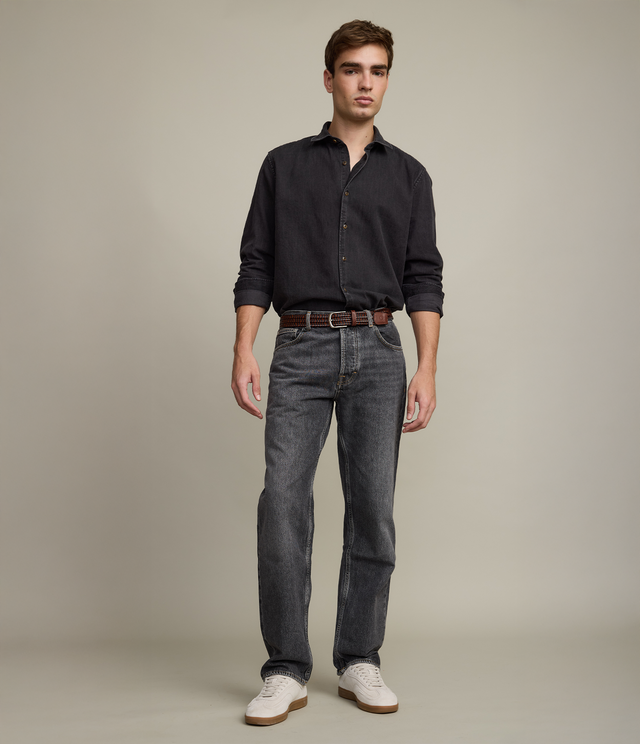 Camisa Hombre Denim Manga Larga Colt Negro