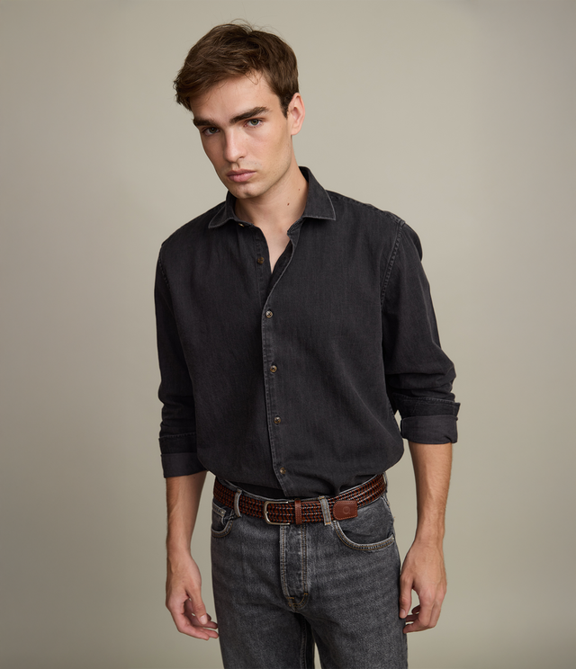 Camisa Hombre Denim Manga Larga Colt Negro
