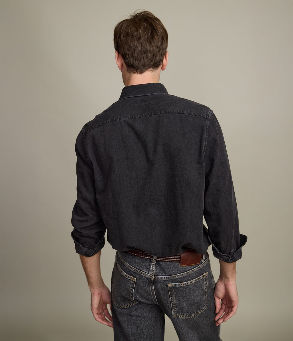 Camisa Hombre Denim Manga Larga Colt Negro
