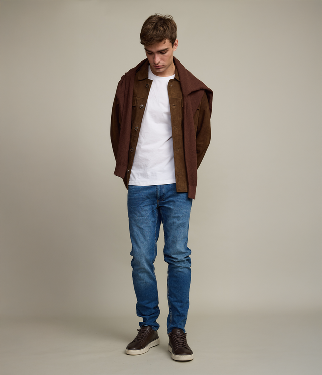 Chaqueta Hombre 100% Cuero Gamuza Jack Camel