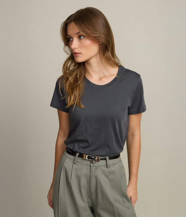 Polera Mujer 100% Algodón Adal Gris Oscuro