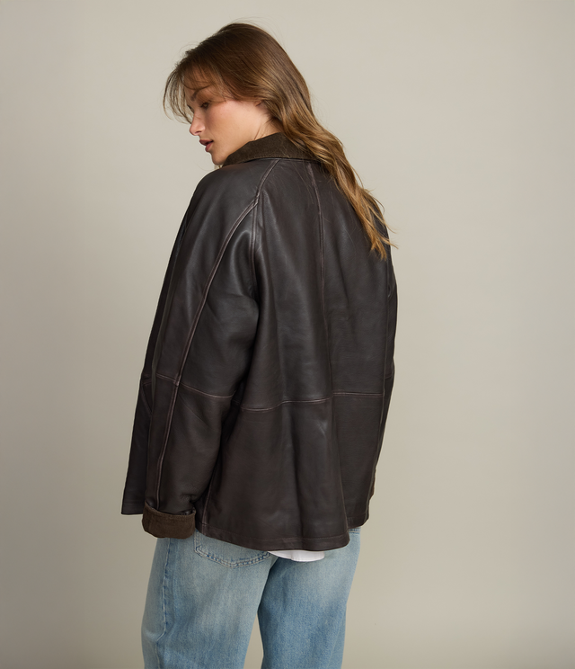 Chaqueta Mujer 100% Cuero Vintage Café