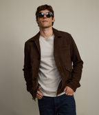 Chaqueta Hombre 100% Cuero Gamuza Café Matias