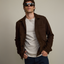Chaqueta Hombre 100% Cuero Gamuza Café Matias