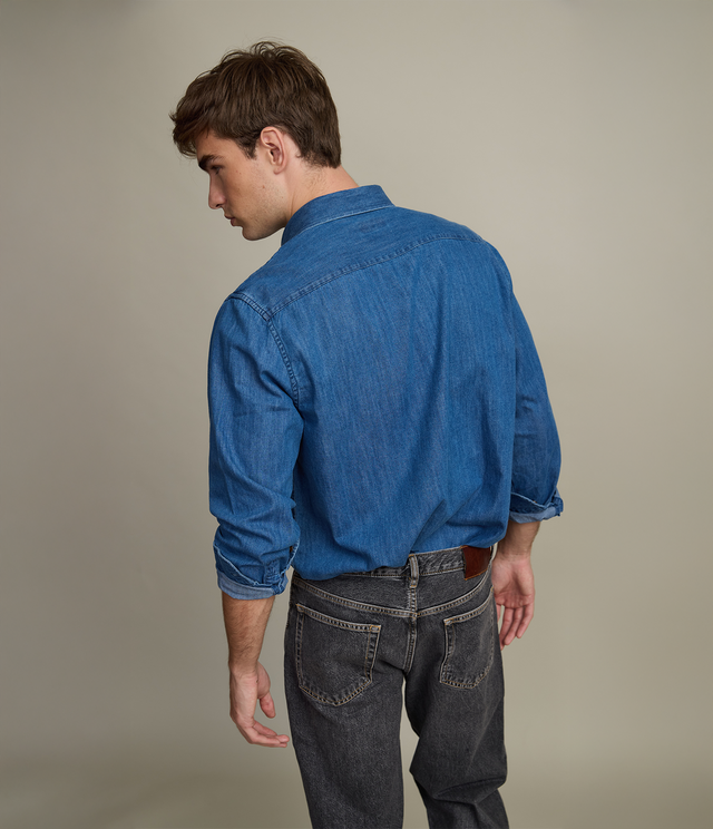 Camisa Hombre Denim Manga Larga Colt Azul