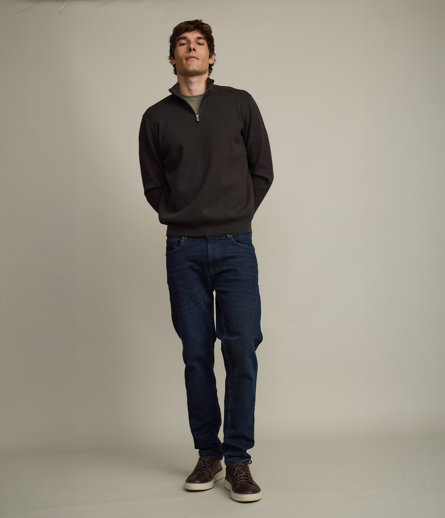 Sweater Hombre Tokio Half Zipper Verde