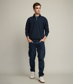 Sweater Hombre 100% Algodón Acra Half Zipper Azul Marino