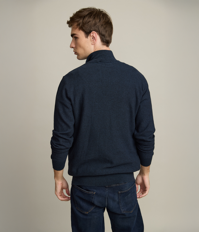 Sweater Hombre 100% Algodón Acra Half Zipper Azul Marino