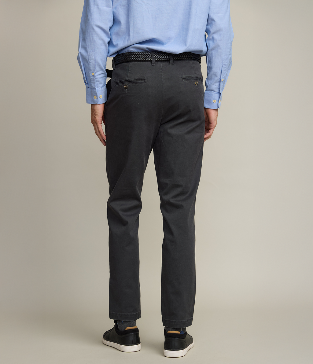 Pantalón Hombre Algodón Lyocell Chino Gris Marengo