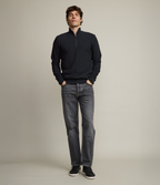 Sweater Hombre 100% Algodón Acra Half Zipper Gris Marengo