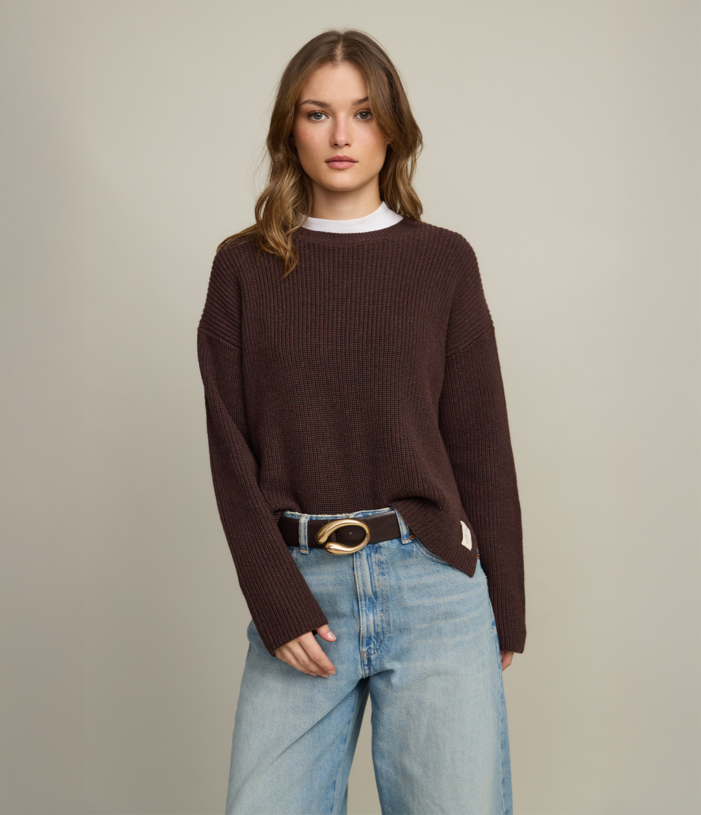 Sweater Mujer 100% Algodón Marta Café Rojizo