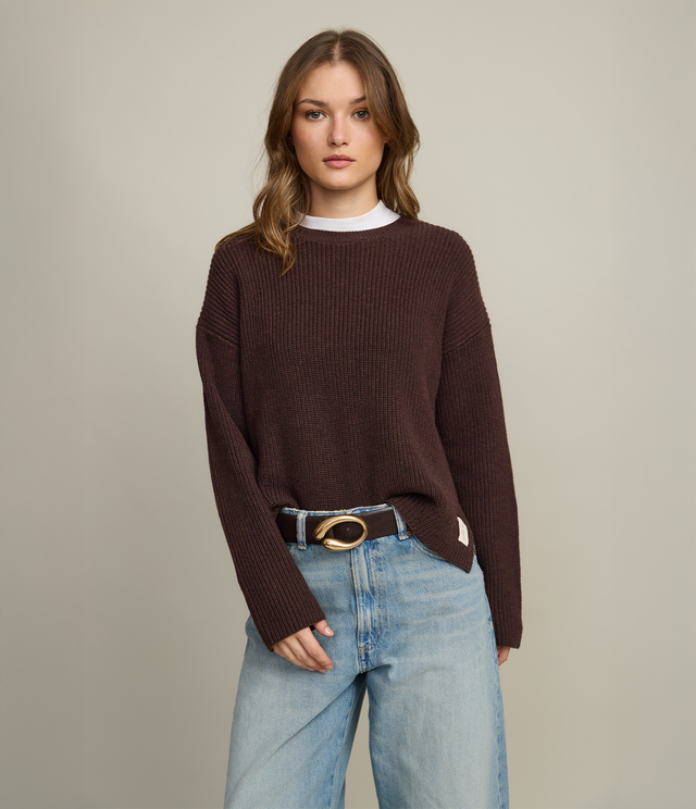 Sweater Mujer 100% Algodón Marta Café Rojizo