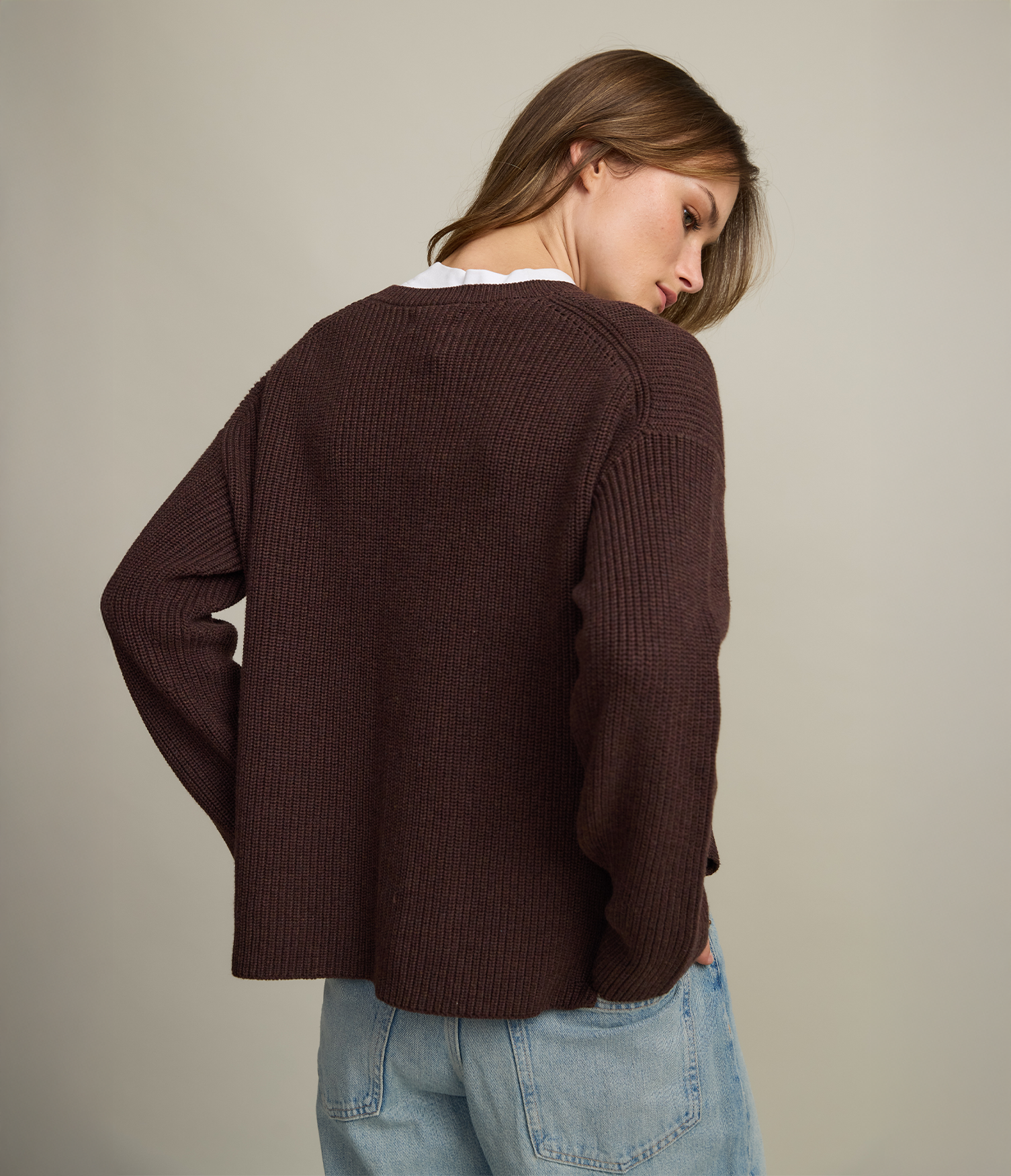Sweater Mujer 100% Algodón Marta Café Rojizo