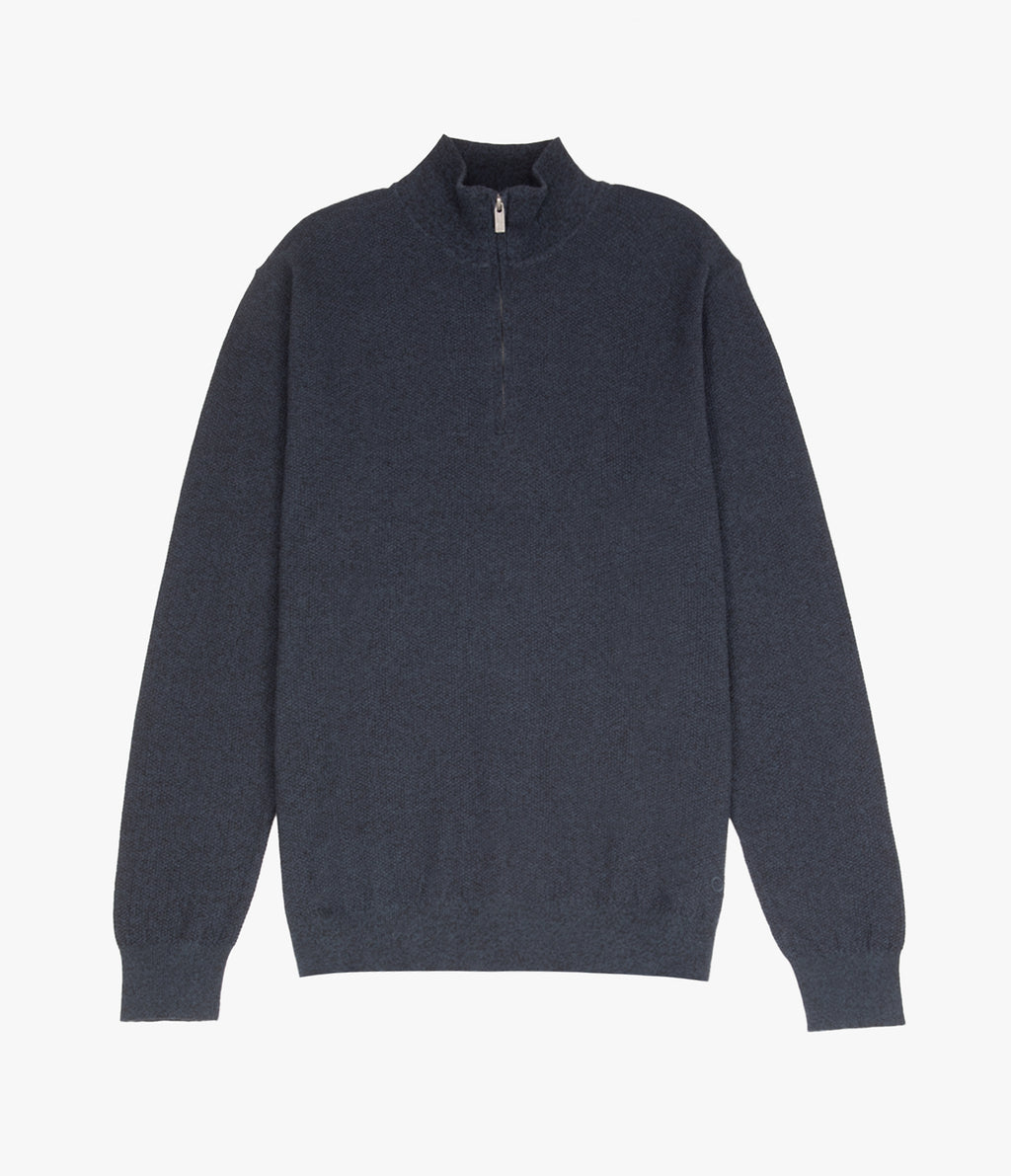 Sweater Hombre 100% Algodón Acra Half Zipper Azul Marino