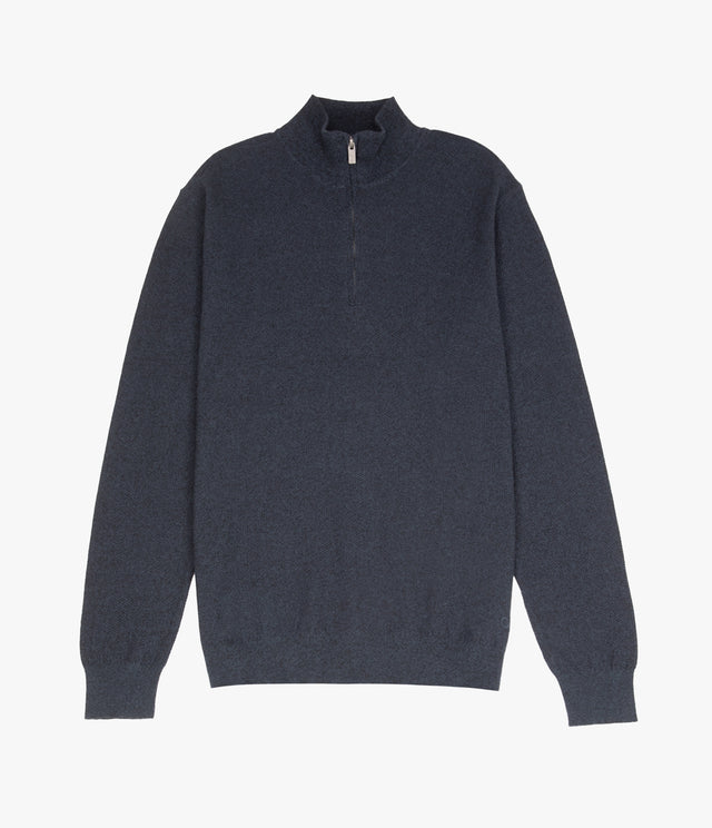 Sweater Hombre 100% Algodón Acra Half Zipper Azul Marino