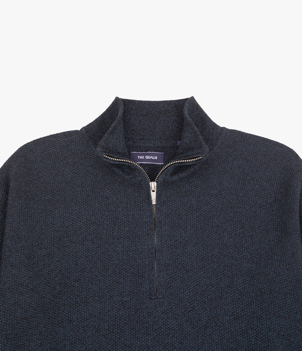 Sweater Hombre 100% Algodón Acra Half Zipper Azul Marino
