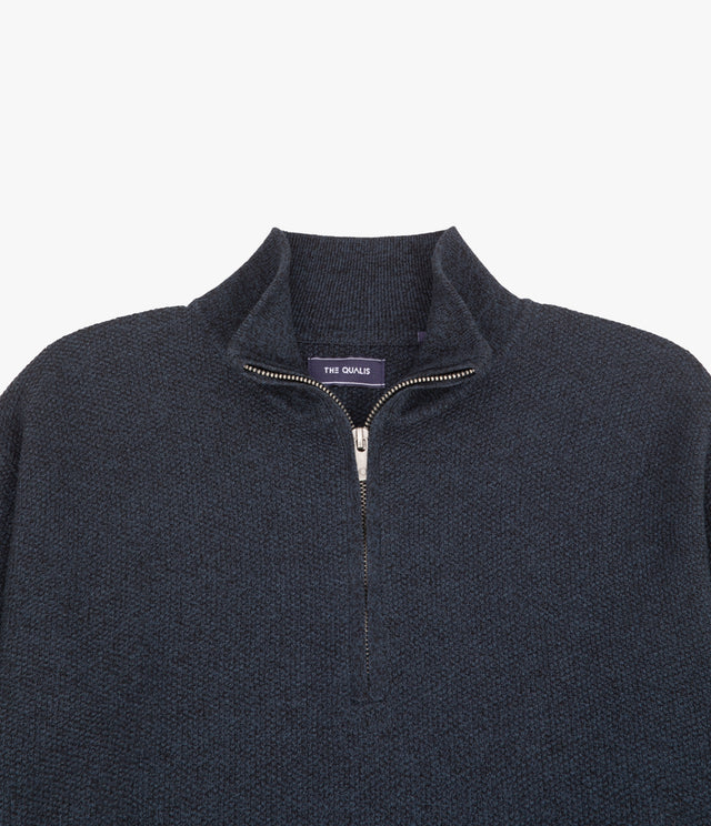 Sweater Hombre 100% Algodón Acra Half Zipper Azul Marino