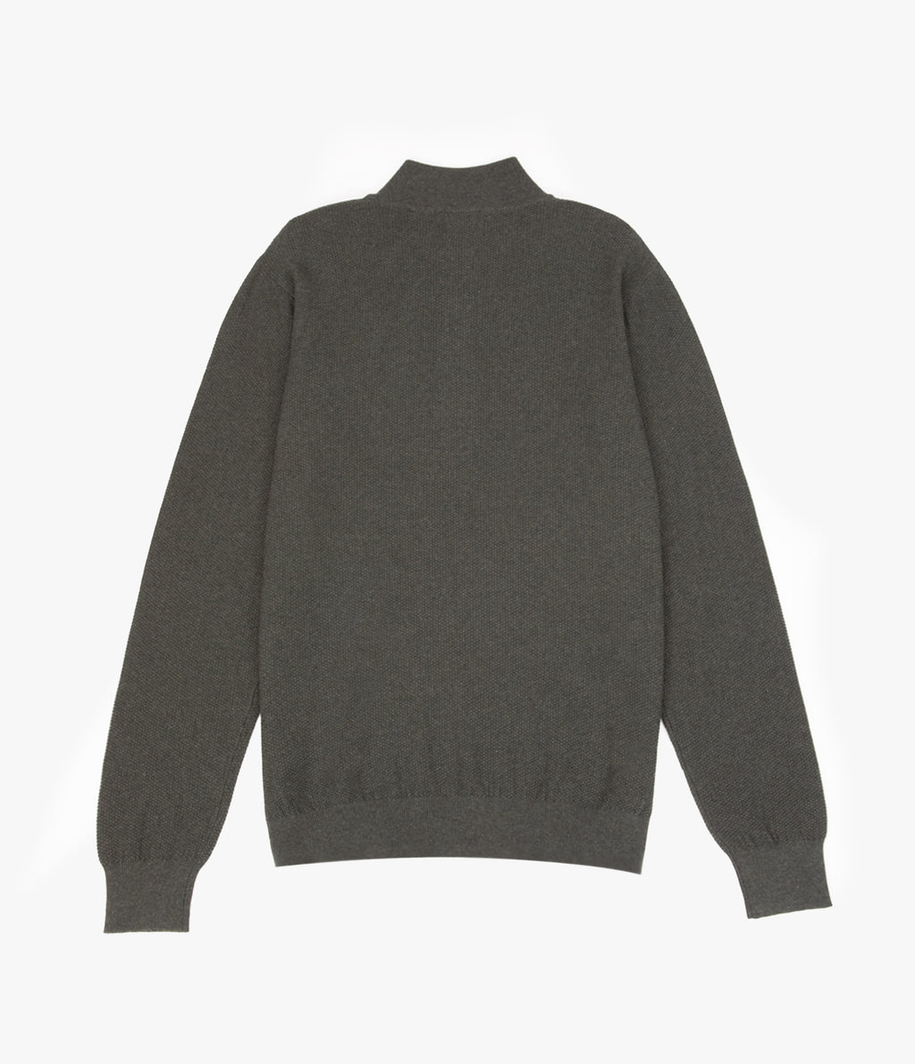 Sweater Hombre 100% Algodón Acra Half Zipper Verde Oscuro