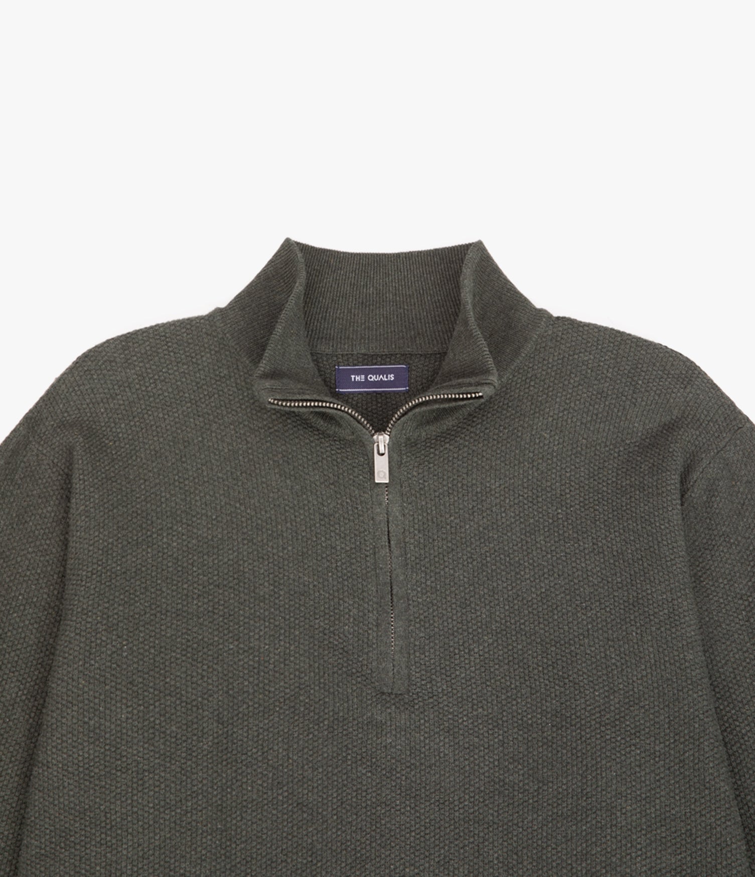 Sweater Hombre 100% Algodón Acra Half Zipper Verde Oscuro