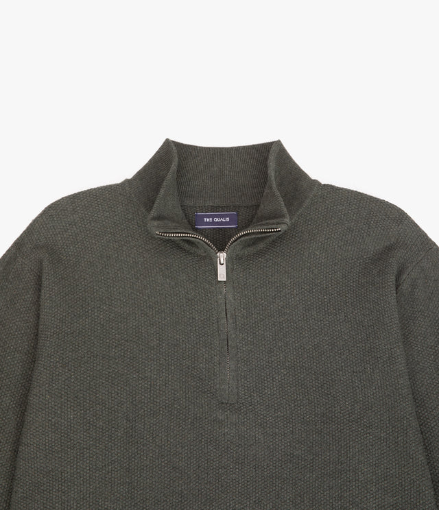 Sweater Hombre 100% Algodón Acra Half Zipper Verde Oscuro