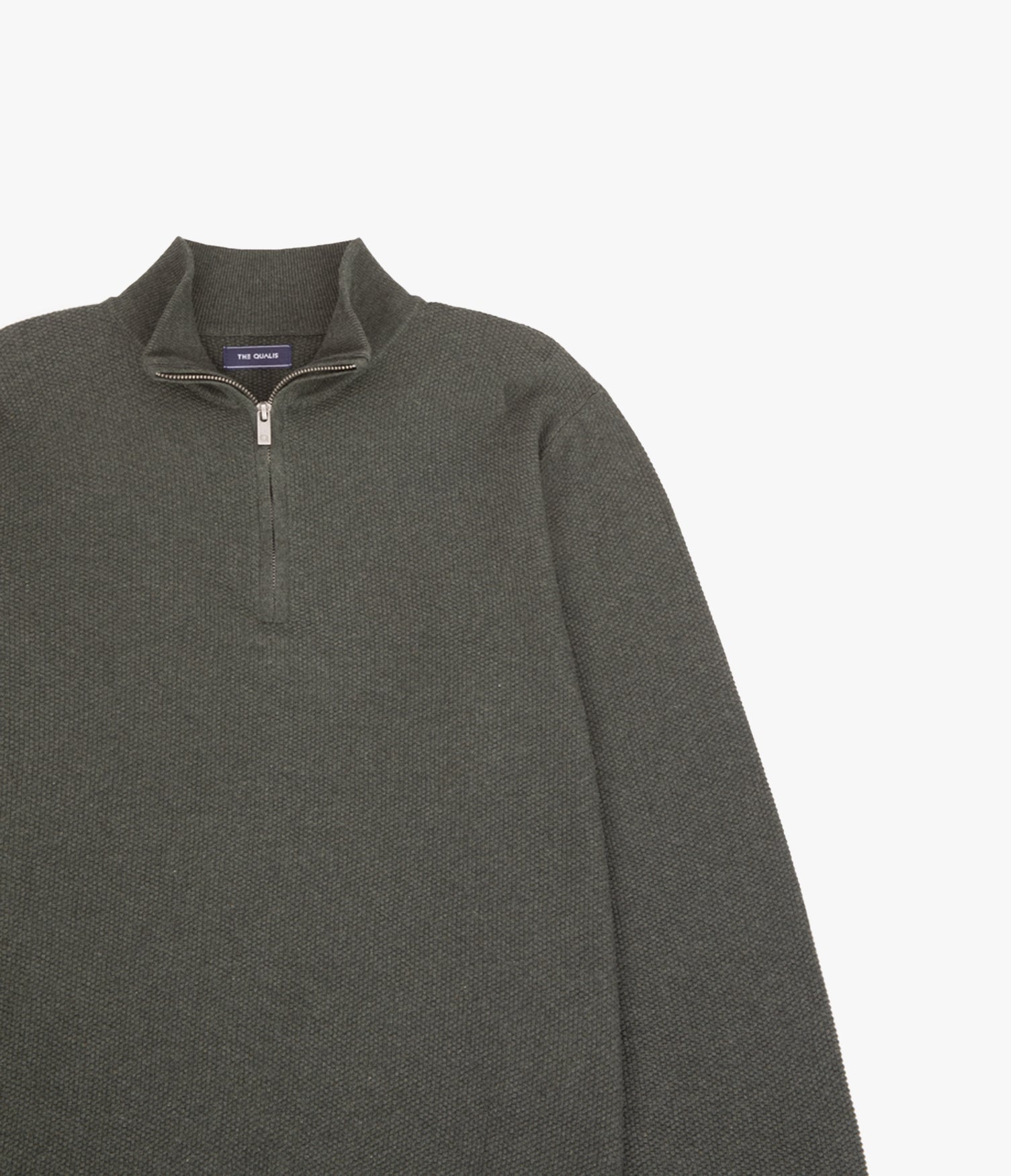 Sweater Hombre 100% Algodón Acra Half Zipper Verde Oscuro