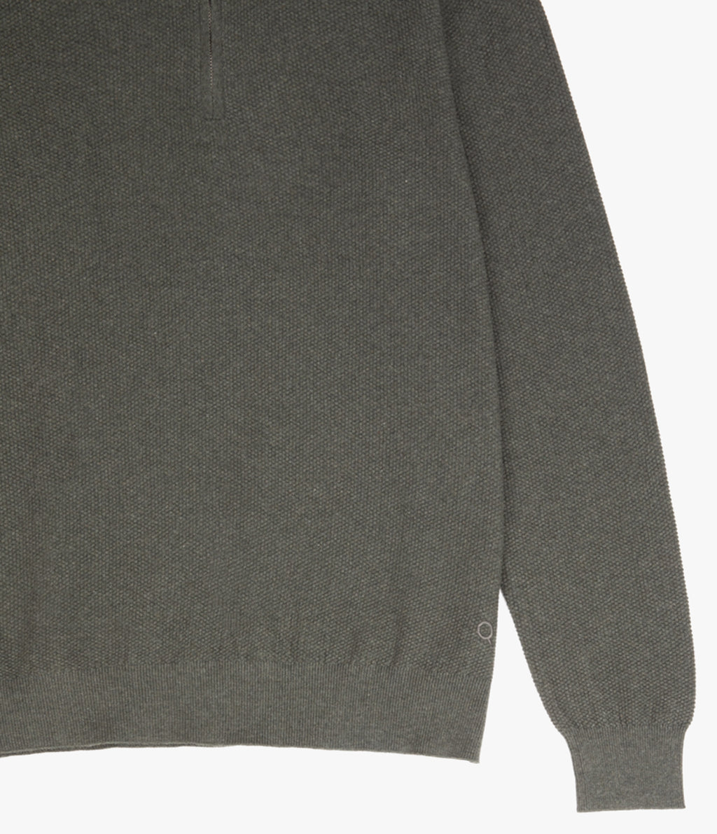 Sweater Hombre 100% Algodón Acra Half Zipper Verde Oscuro