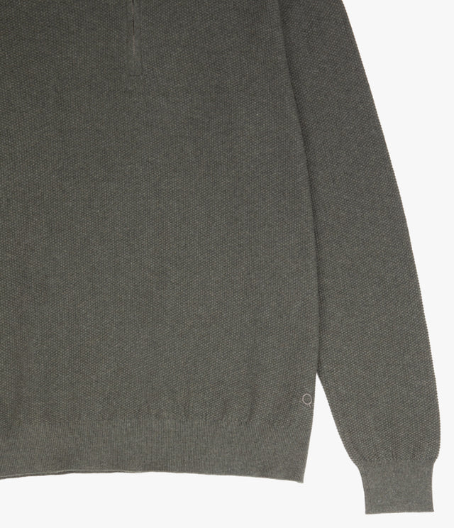 Sweater Hombre 100% Algodón Acra Half Zipper Verde Oscuro