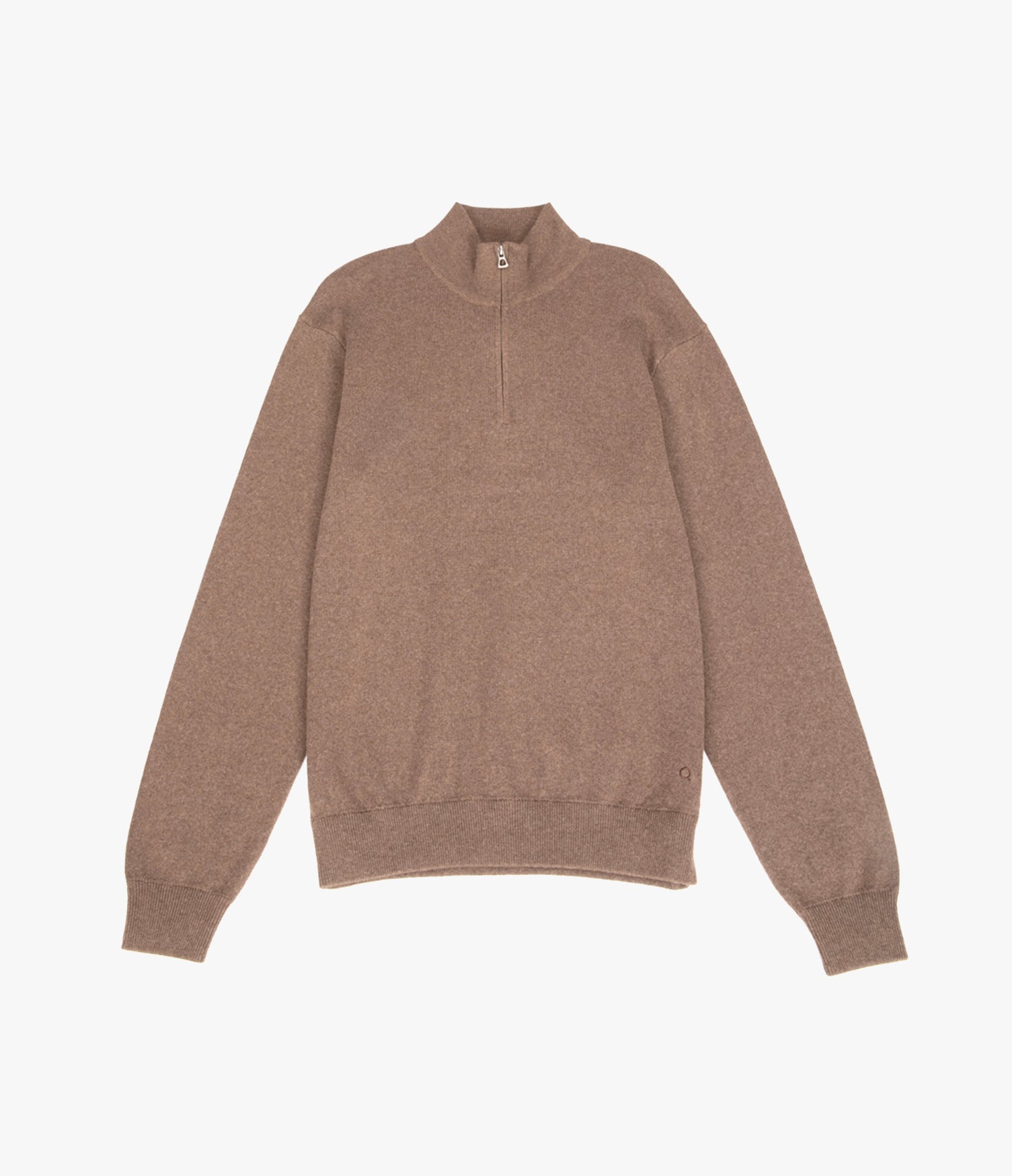 Sweater Hombre Algodón con Lana Merino Medio Cierre Café
