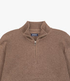 Sweater Hombre Algodón con Lana Merino Medio Cierre Café