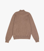Sweater Hombre Algodón con Lana Merino Medio Cierre Café