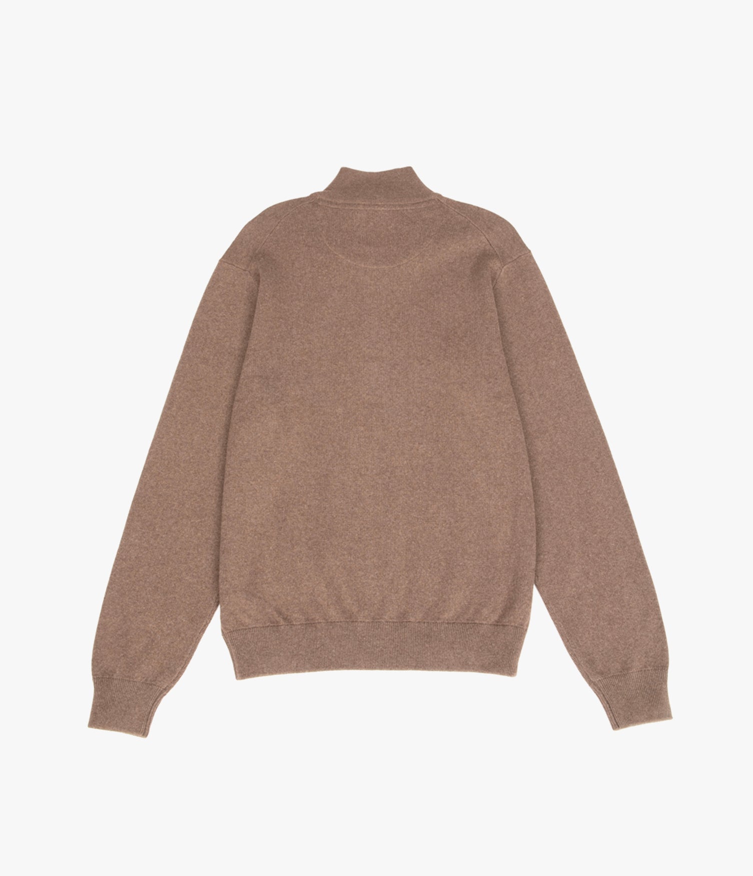 Sweater Hombre Algodón con Lana Merino Medio Cierre Café