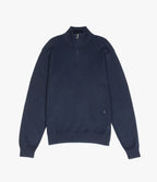 Sweater Hombre Algodón con Lana Merino Medio Cierre Azul Marino