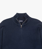 Sweater Hombre Algodón con Lana Merino Medio Cierre Azul Marino