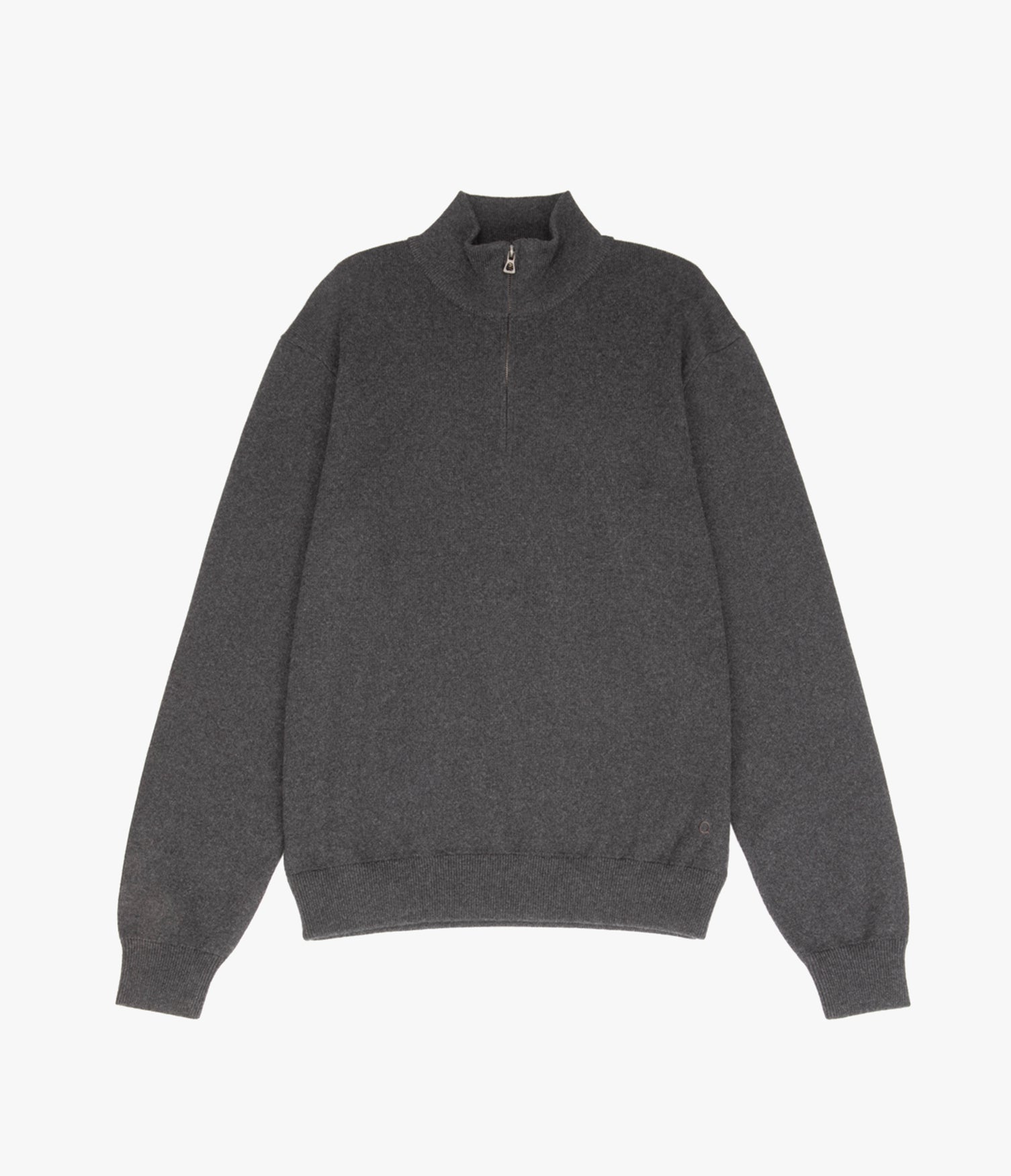 Sweater Hombre Algodón con Lana Merino Medio Cierre Gris marengo