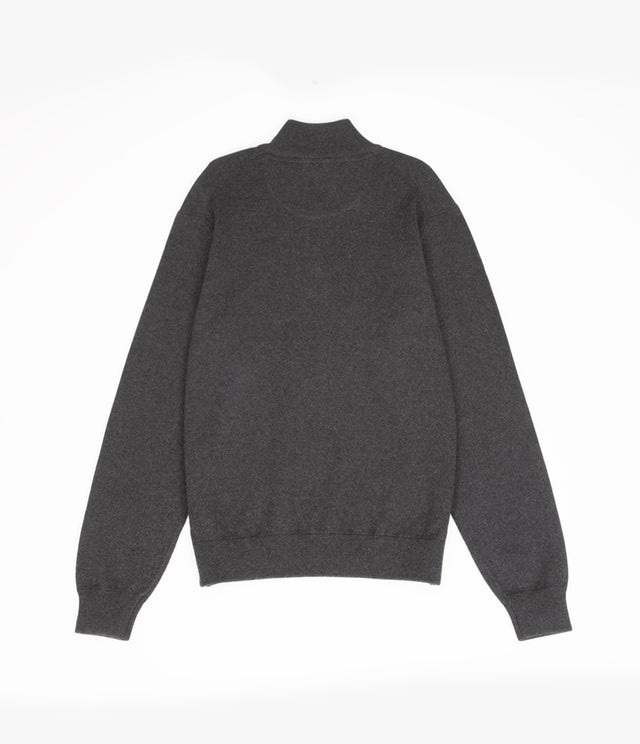 Sweater Hombre Algodón con Lana Merino Medio Cierre Gris marengo