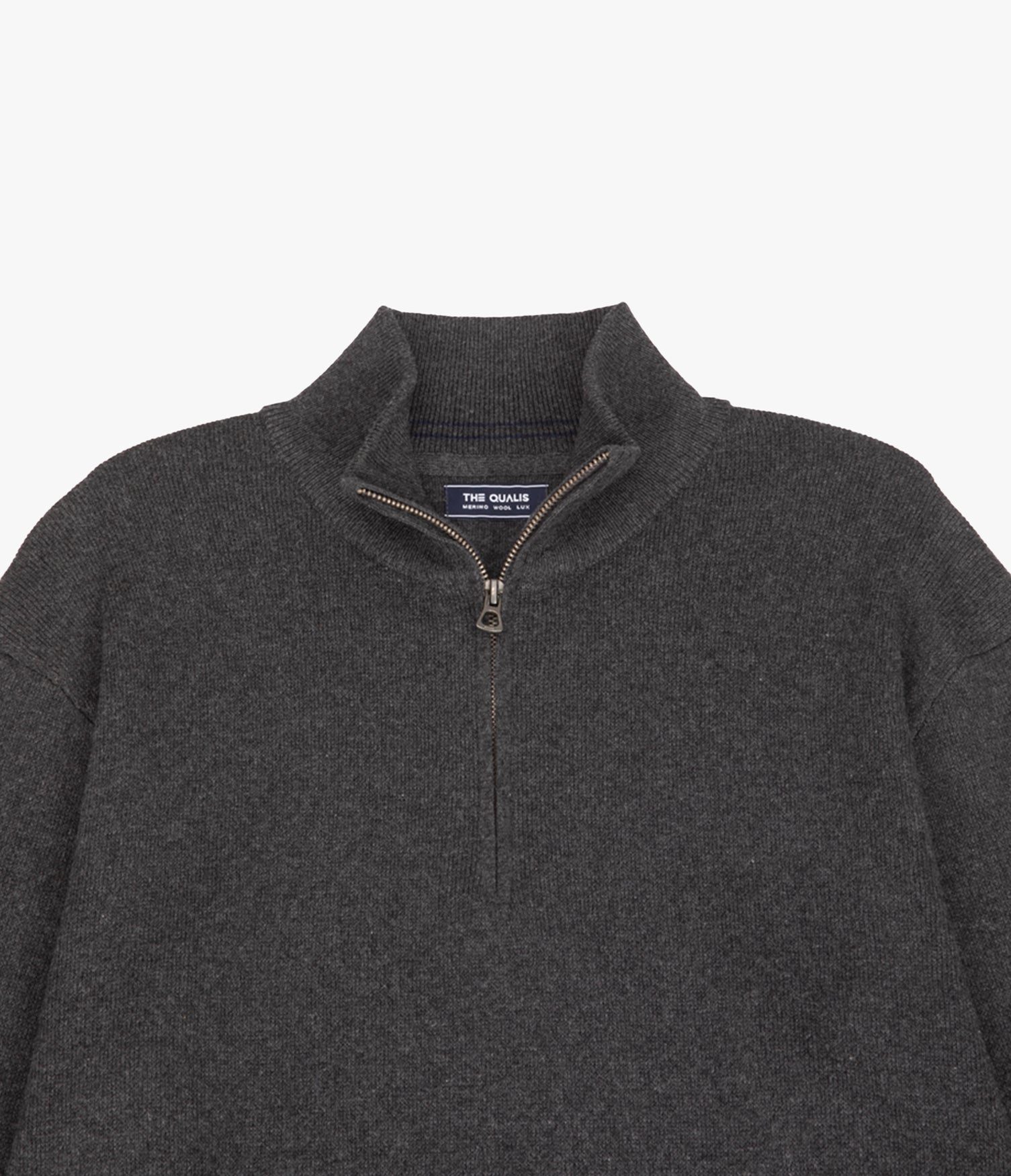 Sweater Hombre Algodón con Lana Merino Medio Cierre Gris marengo