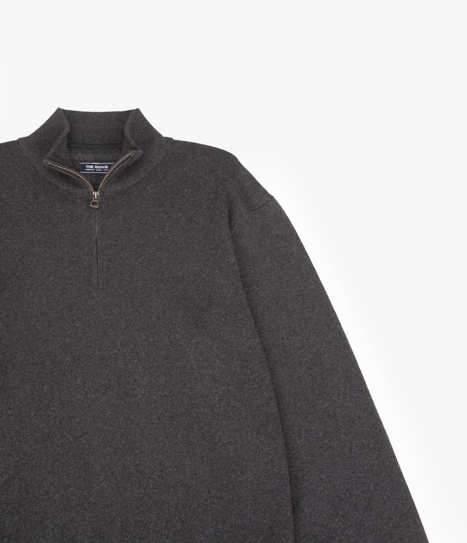 Sweater Hombre Algodón con Lana Merino Medio Cierre Gris marengo