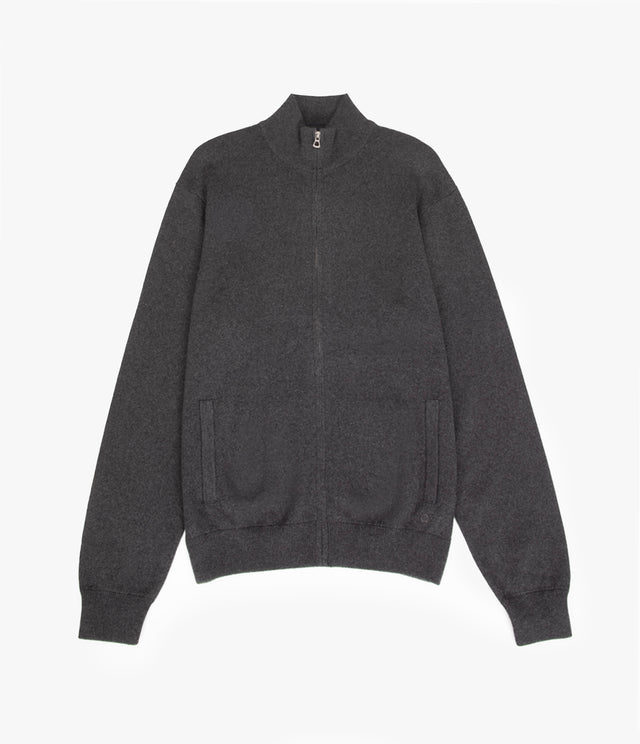 Sweater Hombre Algodón con Lana Merino Cierre Gris Marengo