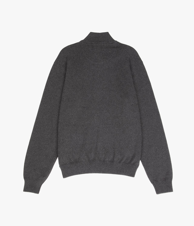 Sweater Hombre Algodón con Lana Merino Cierre Gris Marengo