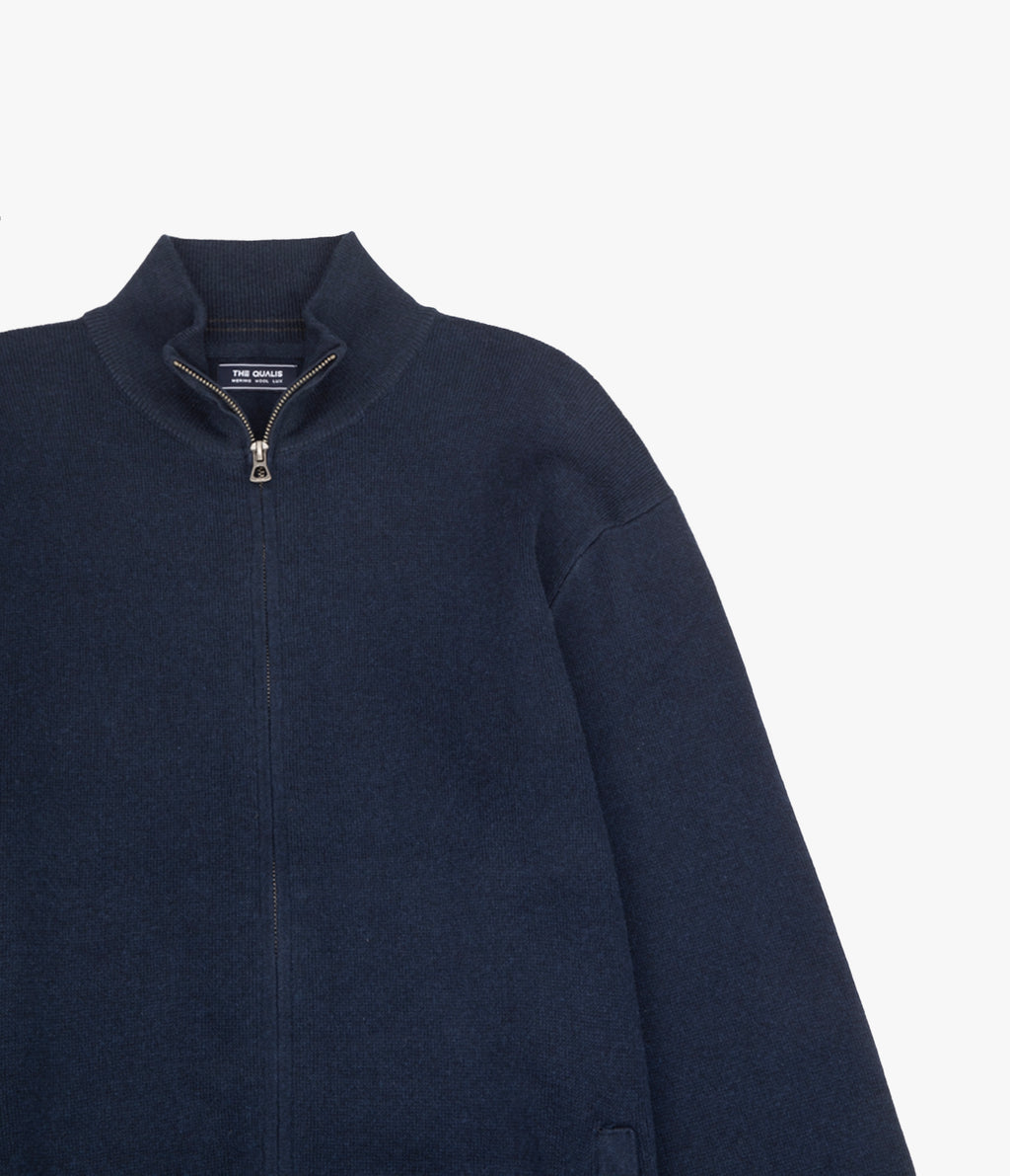 Sweater Hombre Algodón con Lana Merino Cierre Azul Marino