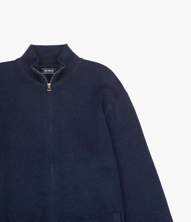 Sweater Hombre Algodón con Lana Merino Cierre Azul Marino