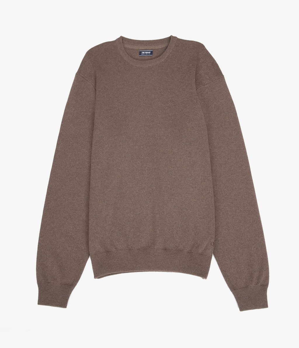 Sweater Hombre Algodón con Lana Merino Cuello Redondo Café
